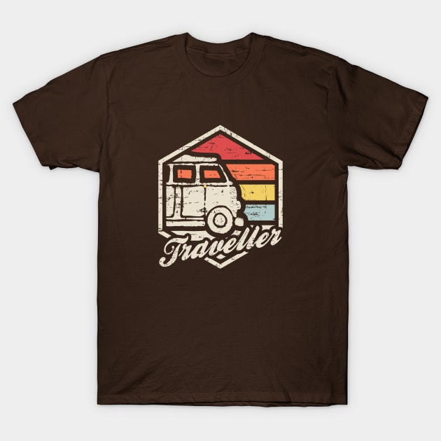 Retro Badge Traveller Dark T-Shirt by rojakdesigns